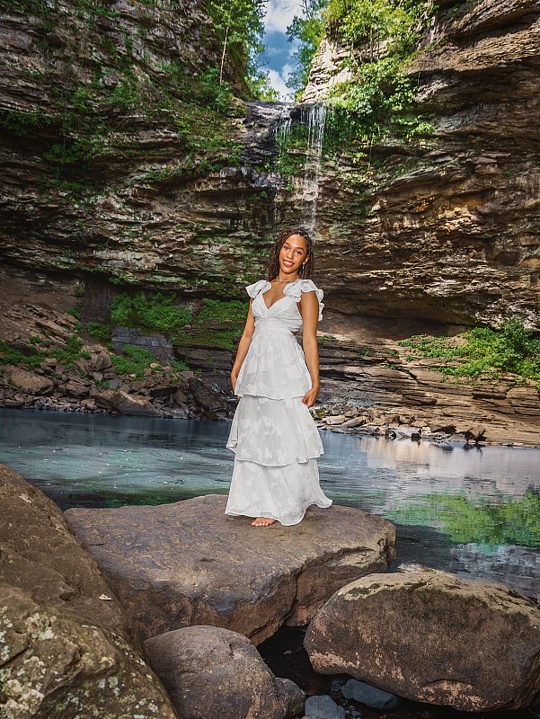 Senior waterfall portrait little rock Arkansas Liza Jane photography