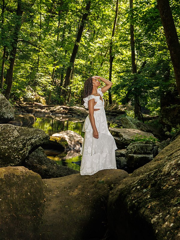Senior Waterfall forest portraits Liza Jane photography
